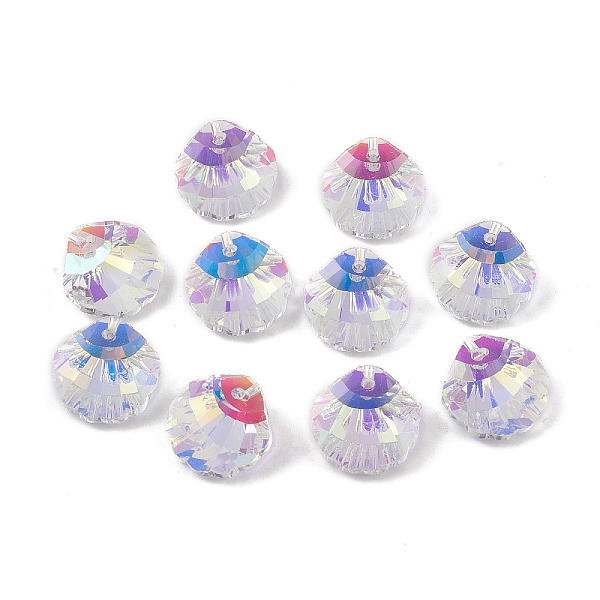 

PandaHall Electroplate Glass Pendants, Back Plated, Faceted, Shell Charms, Clear, 16x16x7~7.5mm, Hole: 1.4~1.5mm Glass Shell Shape Clear