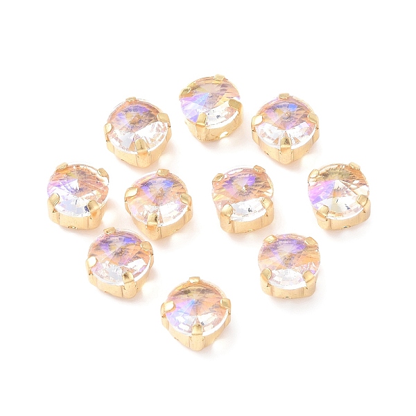 

PandaHall Moonlight Effect Flat Round Sew on Rhinestone, Multi-strand Links, with Golden Tone Brass Prong Settings, Garments Accessories..., Clear