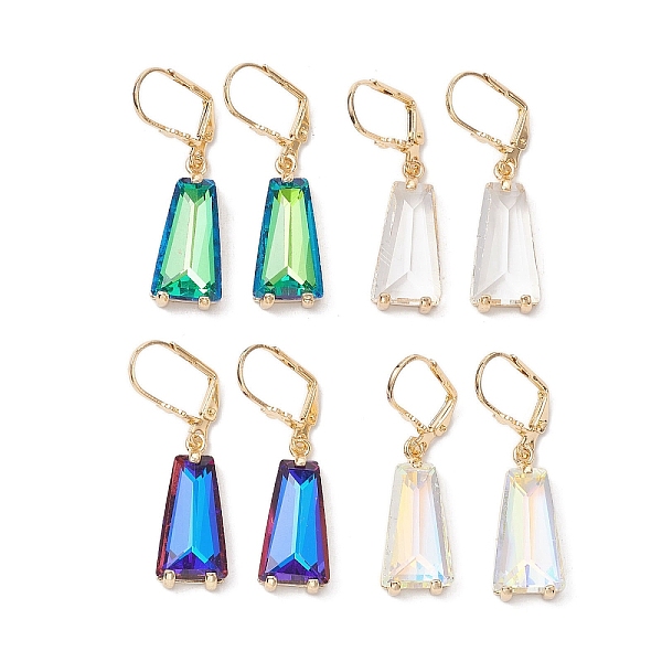 

PandaHall Glass Leverback Earring, with Brass Finding, Trapezoid, Mixed Color, 41x11mm Glass Trapezoid Multicolor