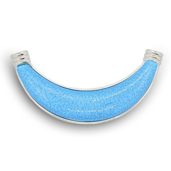 

PandaHall Iron Moon Links, Chandelier Components, with Resin Cabochons, Platinum, Sky Blue, 125x29x8mm, Hole: 5mm Iron+Resin Moon Blue