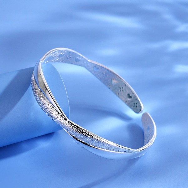 

PandaHall Adjustable Brass Cuff Bangles, Frosted, Cross, Silver Brass