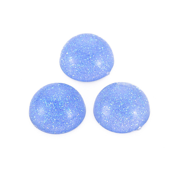 

PandaHall Transparent Acrylic Cabochons, with Glitter Powder, Half Round, Cornflower Blue, 14x7mm Acrylic Half Round