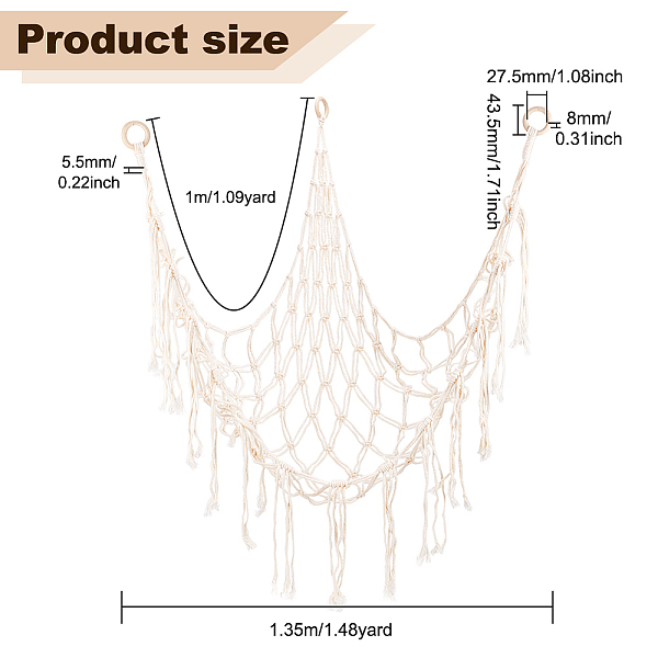 Baumwoll-Makramee-Spielzeug-Aufbewahrungshängematte