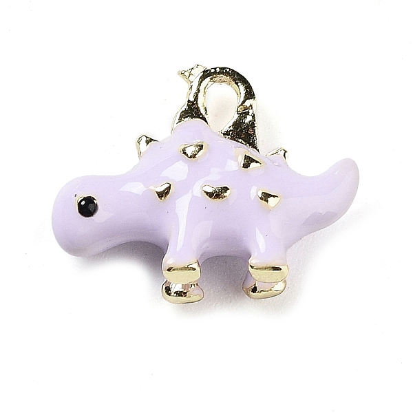 

PandaHall Alloy Enamel Pendants, 3D Dinosaur Charm, Golden, Lavender, 11.5x15x4.5mm, Hole: 1.6mm Alloy+Enamel Dinosaur Purple