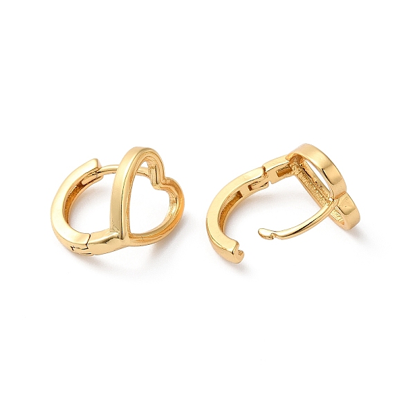 Серьги-кольца из латуни с полым сердцем для женщин