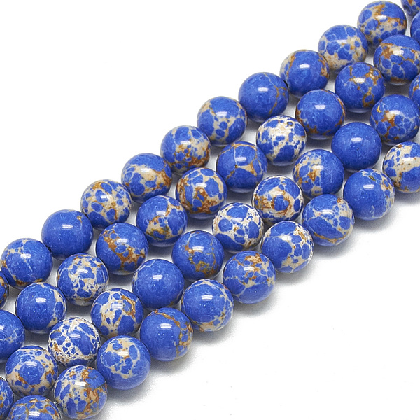 

PandaHall Synthetic Imperial Jasper Beads Strands, Dyed, Round, Blue, 6mm, Hole: 1mm, about 68pcs/strand, 15.7 inch Imperial Jasper Round...