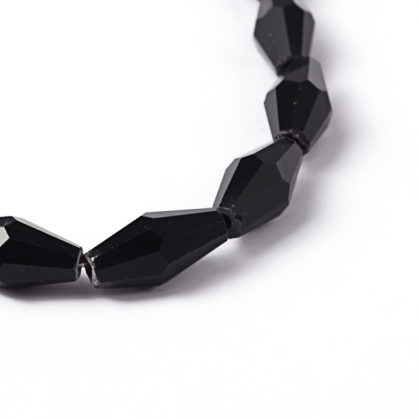 

PandaHall Glass Beads Strands, Faceted, Bicone, Black, about 12mm long, 6mm wide, hole: 1mm, 50pcs/strand, 16 inch Glass Bicone Black