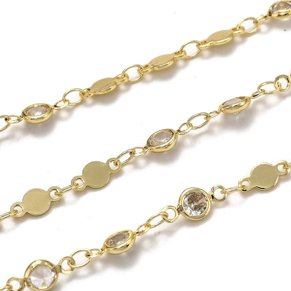 

PandaHall Brass Link Chains, with Clear Cubic Zirconia, Spool, Long-Lasting Plated, Soldered, Golden, Links: 8x4.1x0.6mm and 10.1x4.6x2.2mm...