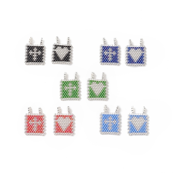 

PandaHall 2Pcs 2 Style Handmade Loom Pattern MIYUKI Seed Beads, Rectangle with Cross & Heart Pattern Pendants, Mixed Color, 23x17x1.5mm..., Multicolor