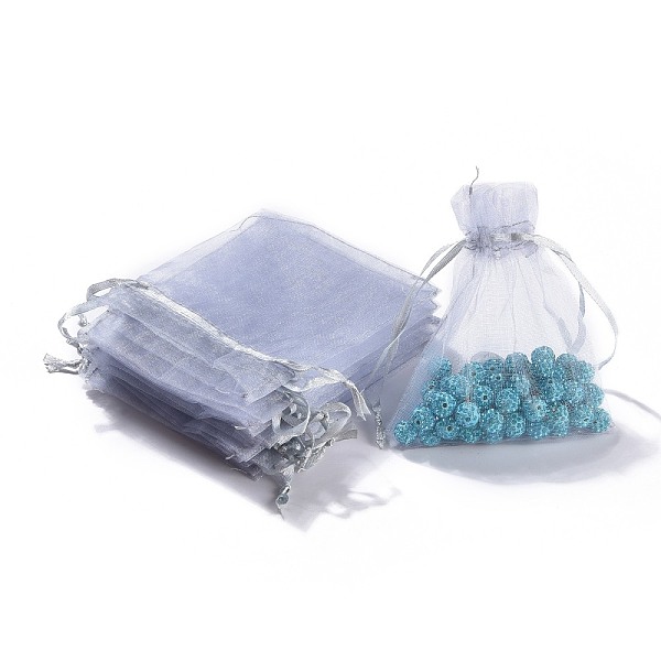 

PandaHall Organza Gift Bags, with Drawstring, Rectangle, Light Grey, 12x10cm Organza Rectangle Gray