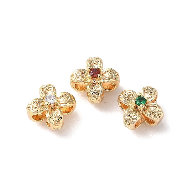 

PandaHall Brass Beads, with Glass Rhinestone, Flower, Real 18K Gold Plated, 8x8x5.5mm, Hole: 1mm Brass Flower Multicolor