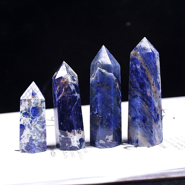 

PandaHall Point Tower Natural Sodalite Home Display Decoration, Healing Stone Wands, for Reiki Chakra Meditation Therapy Decors, Hexagon...