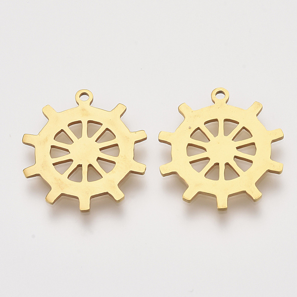 

PandaHall 201 Stainless Steel Pendants, Laser Cut Pendants, Helm, Golden, 17x16.5x1mm, Hole: 1.2mm 201 Stainless Steel Anchor & Helm