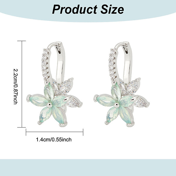 

PandaHall FIBLOOM 2 Pairs 2 Colors Cubic Zirconia Flower Hoop Earrings, Platinum Brass Jewelry for Women, Mixed Color, 23x14x12.5mm, Pin..., Multicolor