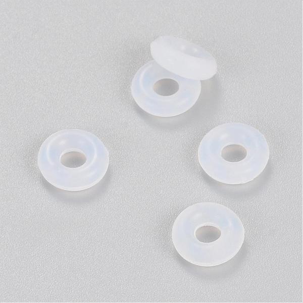 

PandaHall Rubber O Rings, Donut Spacer Beads, Fit European Clip Stopper Beads, Clear, 6x2mm Synthetic Rubber Donut Clear