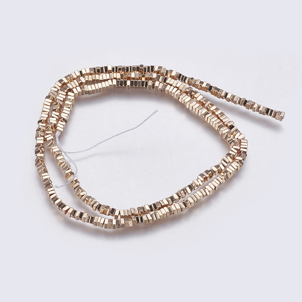 

PandaHall Electroplate Non-magnetic Synthetic Hematite Bead Strands, Square Heishi Beads, Light Gold Plated, 2x2x1mm, Hole: 0.5mm, about...