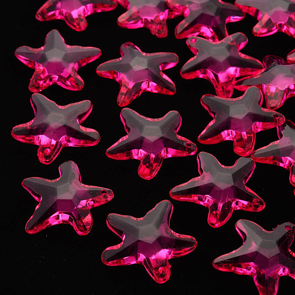 

PandaHall Transparent Acrylic Beads, Star, Camellia, 28.5x29.5x7.5mm, Hole: 1.8mm, about 189pcs/500g Acrylic Star Pink