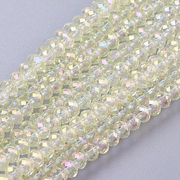 

PandaHall Faceted Rondelle Electroplate Glass Beads Strands, AB Color Plated, Beige, 3x2mm, Hole: 1mm, about 165~169pcs/strand, 15~16 inch..., Yellow