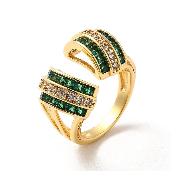 

PandaHall Cubic Zirconia Arch Open Cuff Ring, Real 18K Gold Plated Brass Wide Ring for Women, Green, US Size 7(17.3mm) Brass+Cubic Zirconia...