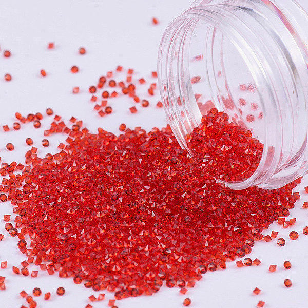

PandaHall Pointed Back Glass Rhinestone Cabochons, Nail Art Decoration Accessories, Bicone, Siam, 1x1mm, 2g/box Rhinestone Bicone Red