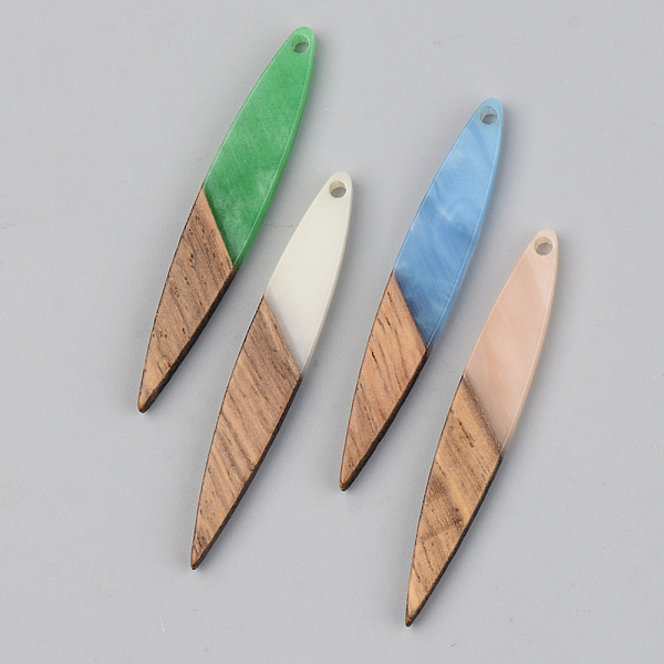 

PandaHall Opaque Resin & Walnut Wood Pendants, Horse Eye, Mixed Color, 43x7x3mm, Hole: 1.6mm Resin+Wood Horse Eye Multicolor