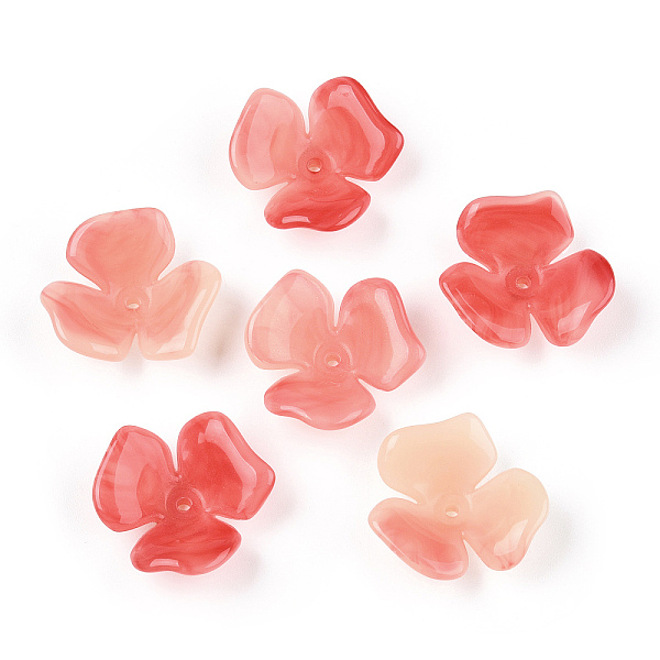 

PandaHall Two-tone Opaque Acrylic Bead Caps, Gradient Color, Flower, Salmon, 23x21.5x8.5mm, Hole: 1.6mm Acrylic Red