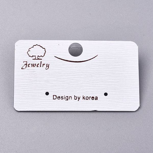 PandaHall Plastic Jewelry Display Cards, for Hanging Earring Display, Rectangle with Tree and Word Design by Korea, White, 30x51x7mm, Hole...