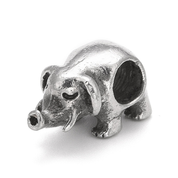

PandaHall 304 Stainless Steel European Beads, Large Hole Beads, Elephant, Antique Silver, 8x8x15mm, Hole: 4mm 304 Stainless Steel Elephant