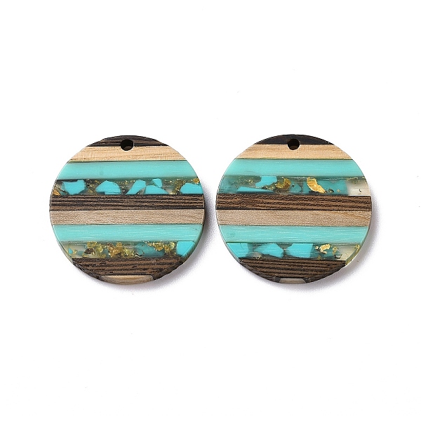 

PandaHall Transparent Resin & Walnut Wood Pendants, with Gold Foil, Flat Round Charm, Turquoise, 30x3.5mm, Hole: 2mm Resin+Wood Flat Round..., Green