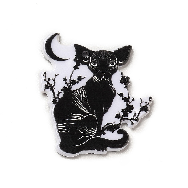 

PandaHall Printed Acrylic Pendants, Cat Pattern, 36x30.5x2.5mm, Hole: 1.8mm Acrylic Cat Shape Black