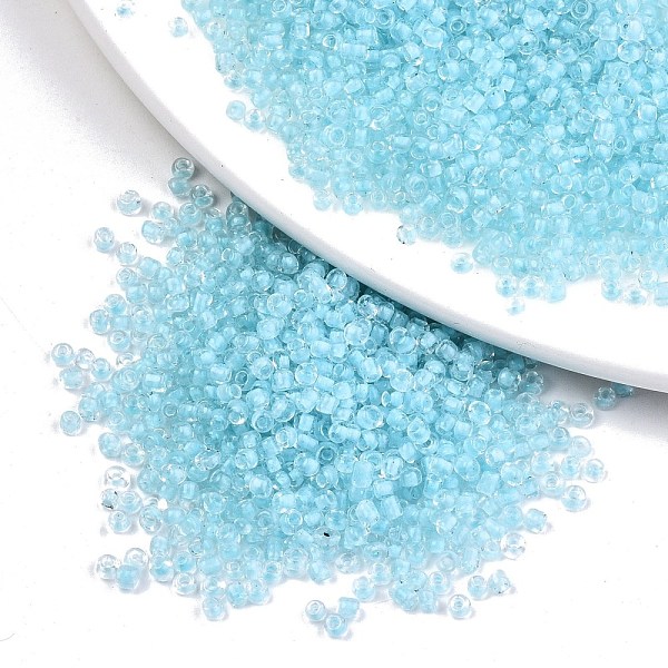 

PandaHall 12/0 Glass Seed Beads, Transparent Inside Colours, Round Hole, Round, Light Sky Blue, 12/0, 2~2.5x1.5~2mm, Hole: 0.8mm, about...