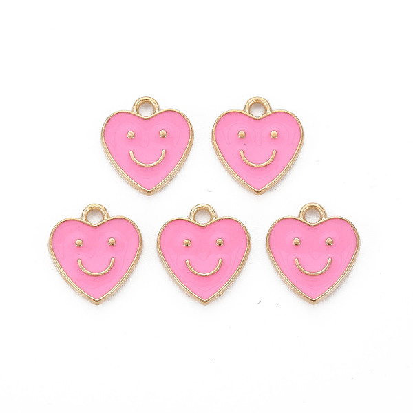 

PandaHall Alloy Enamel Charms, Cadmium Free & Lead Free, Light Gold, Heart with Smile, Pearl Pink, 13x12x1.5mm, Hole: 1.6mm Alloy+Enamel...
