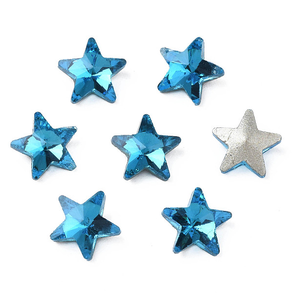 

PandaHall Glass Rhinestone Cabochons, Nail Art Decoration Accessories, Faceted, Star, Steel Blue, 7.5x8x3.5mm Glass Star