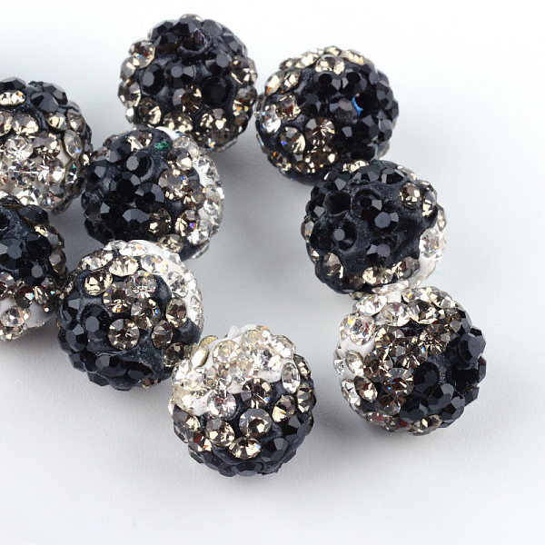 

PandaHall Two-Tone Color Handmade Polymer Clay Disco Ball Beads, with Glass Rhinestone, Jet, 9~10mm, Hole: 2mm Polymer Clay+Glass Rhinestone..., Black