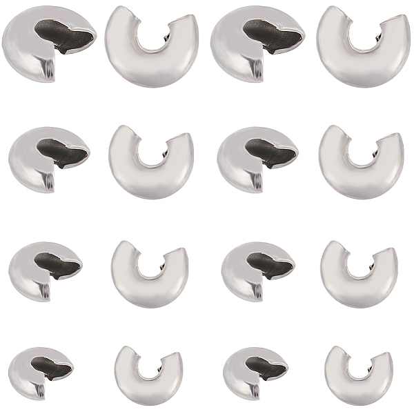 

PandaHall CREATCABIN 240Pcs/Box 4 Sizes Crimp Bead Covers Silver Half Round Open Crimp Beads Knot End Tip Caps Spacers Stopper Stainless...
