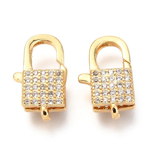 

PandaHall Brass Micro Pave Cubic Zirconia Lobster Claw Clasps, Lock, Real 18K Gold Plated, 17x10x5mm, Hole: 1x1mm Brass+Cubic Zirconia Lock..., Clear