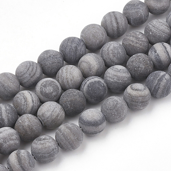 

PandaHall Natural Black Wood Lace Stone Beads Strands, Frosted, Round, 8~8.5mm, Hole: 1mm, about 47pcs/strand, 15.5 inch Wood Lace Stone...
