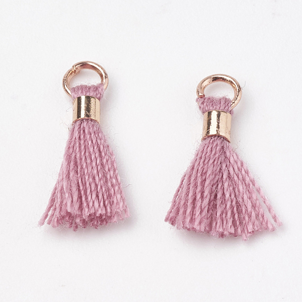 

PandaHall Polycotton(Polyester Cotton) Tassel Pendant Decorations, Mini Tassel, with Brass Findings, Light Gold, Old Rose, 10~15x3~4mm, Hole..., Purple