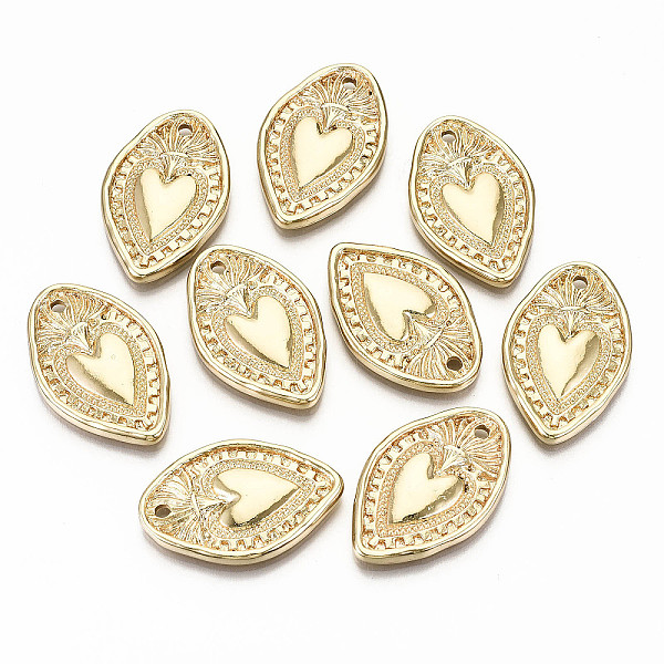 

PandaHall Alloy Pendants, Cadmium Free & Nickel Free & Lead Free, Oval with Heart, Light Gold, 28x18x2mm, Hole: 1.5mm Alloy Oval