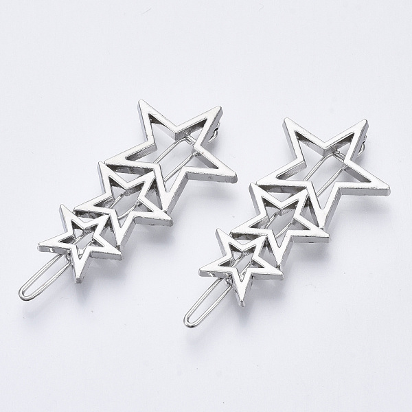 

PandaHall Alloy Hollow Geometric Hair Pin, Ponytail Holder Statement, Hair Accessories for Women, Cadmium Free & Lead Free, Star, Platinum...