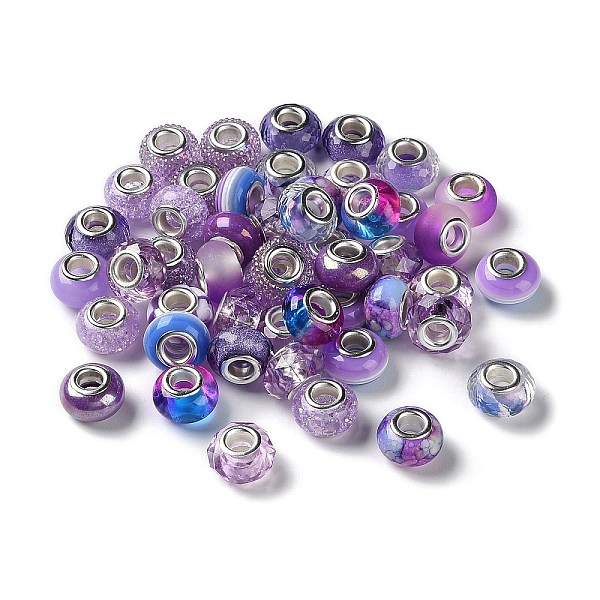 

PandaHall Resin European Beads, with Platinum Plated Brass Core, Rondelle, Medium Orchid, 13.5x9mm, Hole: 5mm Resin+Brass Core Rondelle
