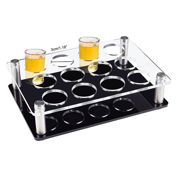 

PandaHall 12 Shot Glass Tray Holder, Bar Acrylic Shot Glasses Holders Wine Glass Cup Serving Tray Cups Organizer Shot Glass Display Bar..., Clear