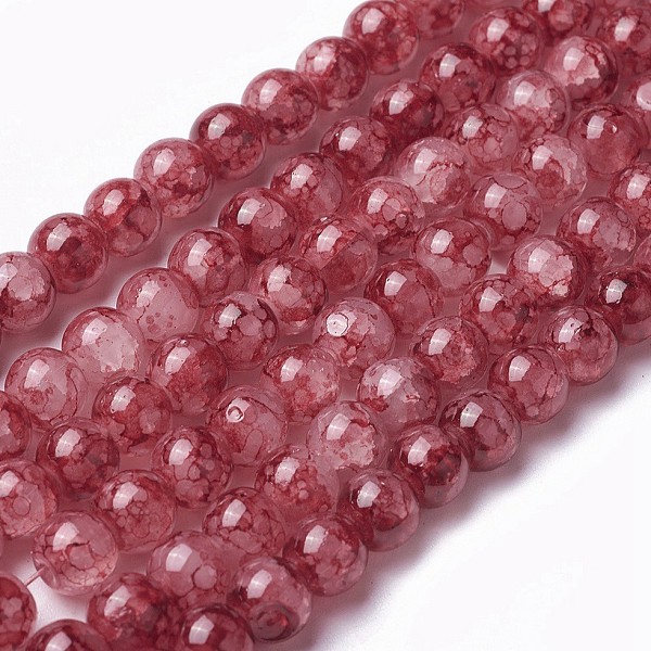 

PandaHall Spray Painted Glass Beads Strands, Round, Indian Red, 8~8.5mm, Hole: 1.5mm, about 100pcs/strand, 31.1 inch(79cm) Glass Round