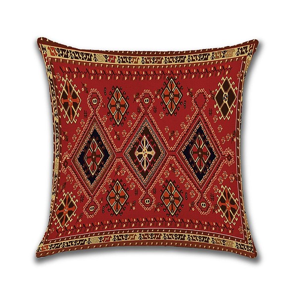 PandaHall Square Cotton Linen Pillow Covers, Persian Style Pattern Cushion Cover, for Couch Sofa Bed, Square, without Pillow Filling, Dark...