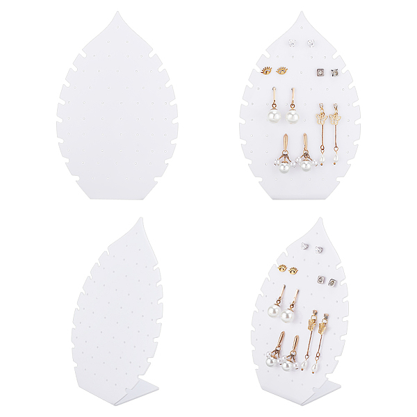 PandaHall FINGERINSPIRE 4Pcs Leaf Shaped Acrylic Slant Back Earring Display Stands, Jewelry Organizer Holder for Earrings, Necklaces Storage...