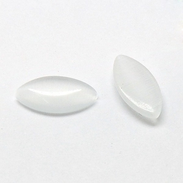 

PandaHall Cat Eye Cabochons, Horse Eye, White, 8x4x2mm Glass Horse Eye White