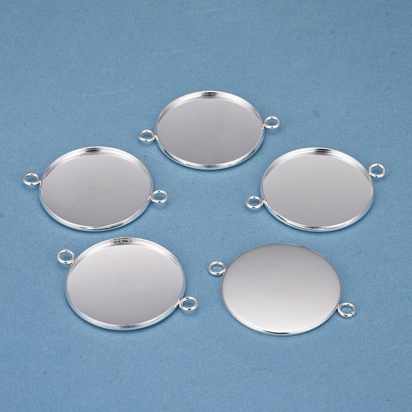 

PandaHall 201 Stainless Steel Cabochon Connector Settings, Plain Edge Bezel Cups, Flat Round, Silver, Tray: 30mm, 42x32x2mm, Hole: 3mm 201...