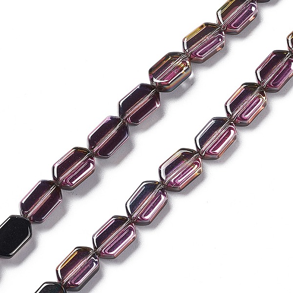 

PandaHall Electroplate Glass Beads Strands, Half Plated, Rectangle, Pale Violet Red, 9.5x6~6.5x3.5mm, Hole: 1mm, about 68pcs/strand, 25.59''...