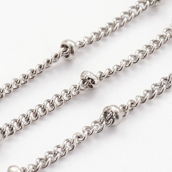 

PandaHall 304 Stainless Steel Twisted Chains, Curb Chains, Soldered, Satellite Chains, with Spool, Rondelle Beads, Stainless Steel Color...