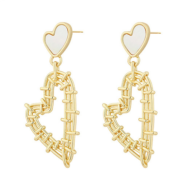 

PandaHall 304 Stainless Steel Dangle Stud Earrings for Women, with Shell, Braided Heart, Real 18K Gold Plated, 48.6x29.6mm 304 Stainless...